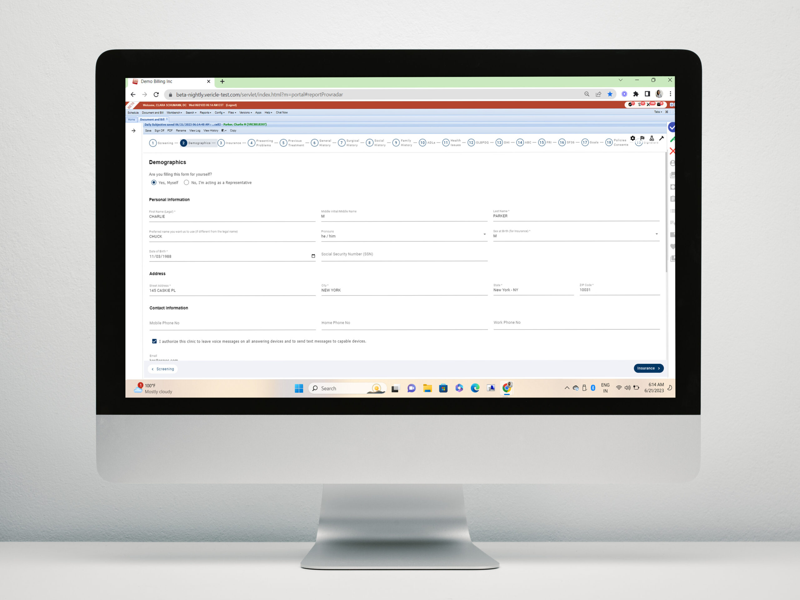 Automatic Patient Intake Information Into Documentation.